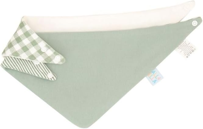 All4Ella Bandana Bibs 2 Pack - Gingham Sage - Image 2